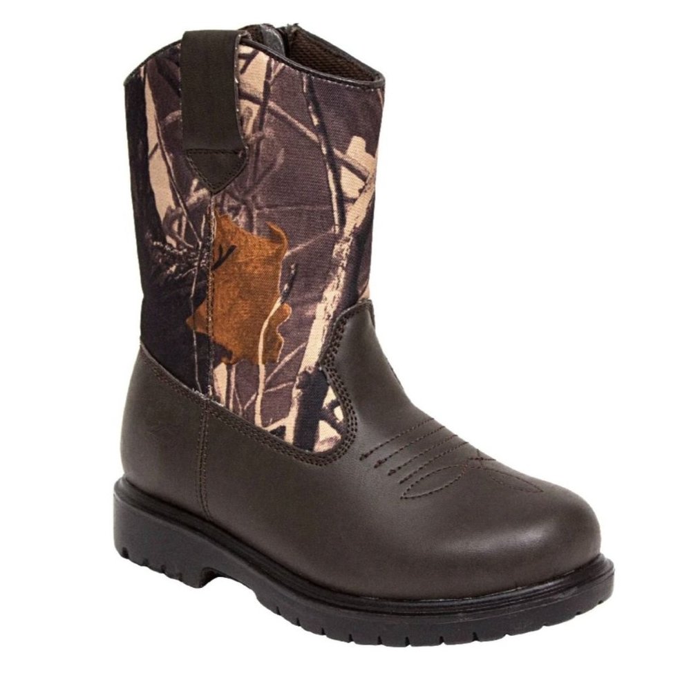 Deer Stags Tour Boots Kids Boys Dark Brown Camo 6.5 Medium NWT